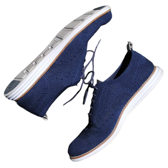 Cole Haan 9.5 Womens Navy Woven Oxford Lace Ups - Picture 5 of 9
